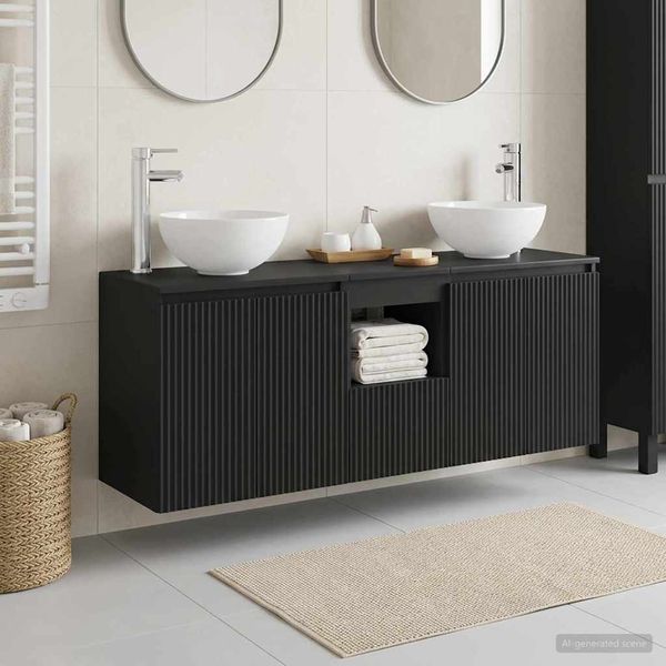 vidaXL Set kabinetov do kúpeľne 3 ks Čierna 49,5 x 41 x 64,5 cm