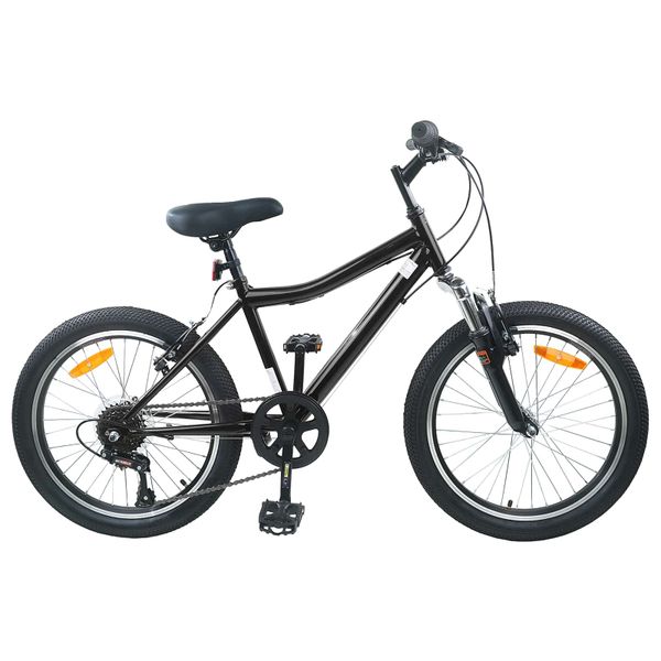 vidaXL Detské Kolo 20 Palcov 6-Speed pre vek 6-11 rokov Čierna