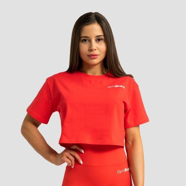 Dámske tričko Cropped Limitless Hot Red - GymBeam, veľkosť XL, veľkosť oblečenia XL