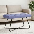 vidaXL Lavica s gombíkovým prešívaním Modrá džínovina 80 x 40 x 46 cm