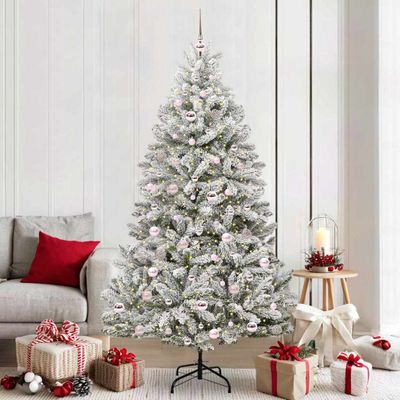 vidaXL Umelý vianočný stromček Zelená a biela 210 cm PVC a kov