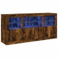 vidaXL Komoda s LED svetlami dymový dub 142,5x37x67 cm