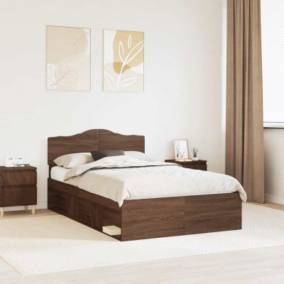 vidaXL Rám postele Hnedý dub 120 x 200 cm Masívne borovicové drevo