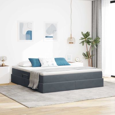 vidaXL Postel s úložným prostorem a matrací Tmavo šedá 180 x 200 cm