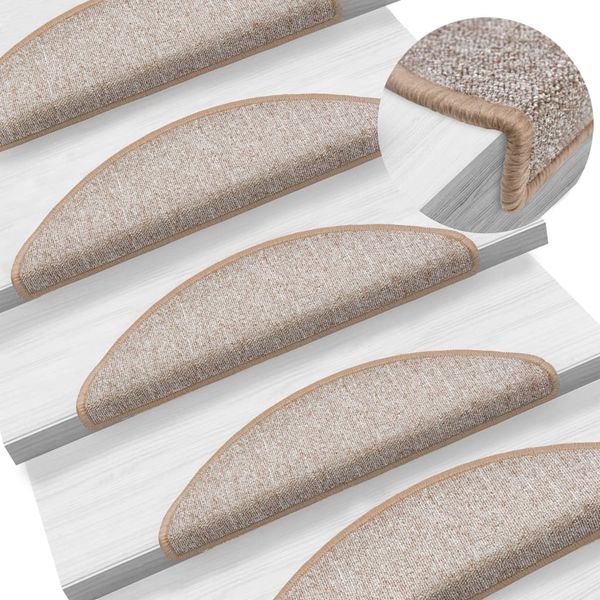 vidaXL Schodové rohože 5 ks 56x17x3 cm svetlohnedé polkruhové