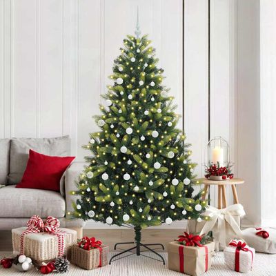 vidaXL Umelý skladací vianočný stromček 300 LED diód Zelená 180 cm
