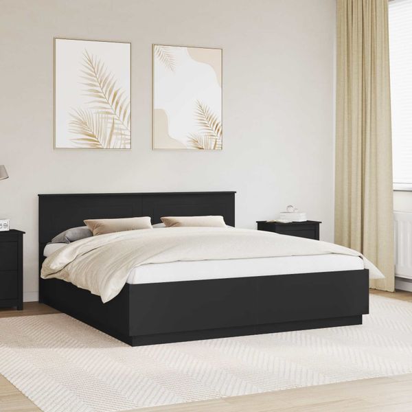 vidaXL Rám postele Čierna 200 x 200 cm Kompozitné drevo