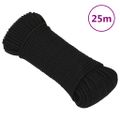 vidaXL Pracovné lano čierne 5 mm 25 m polyester