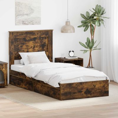 vidaXL Úložná posteľ Dymová dub 75 x 190 cm Kompozitné drevo
