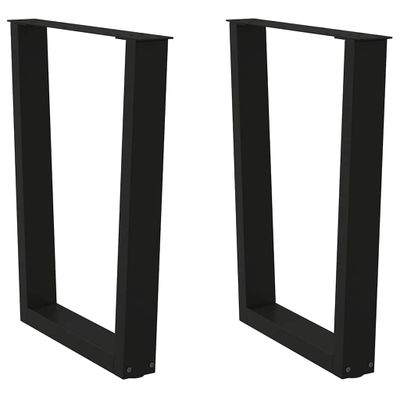 vidaXL Nohy k jedálenskému stolu v tvare V, 2 ks, čierne, 60 x (72-73,3) cm, oceľ