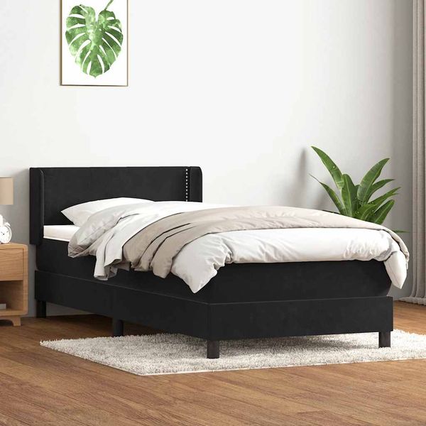 vidaXL Posteľný rám boxspring s matracom čierny 90x210 cm zamat