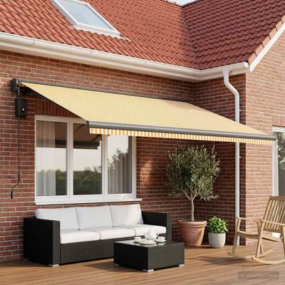vidaXL Náhradná látka na markízu Žltá a biela 450 × 300 cm Polyester