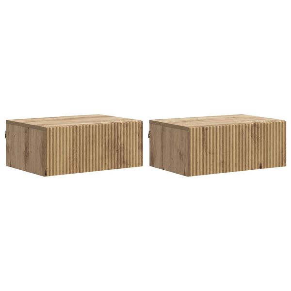 vidaXL Nástenná nočná skrinka 2 pcs Dub artisan 49 x 34,5 x 20 cm