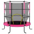 vidaXL Trampolína s bezpečnostnou sieťou okrúhla 140x160 cm ružová