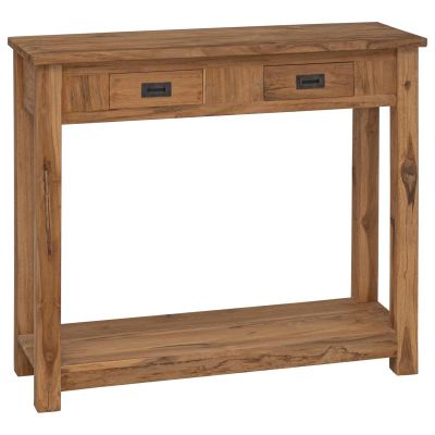 vidaXL Konzolový stôl Prírodná 90 x 30 x 80 cm Husté teakové drevo