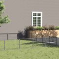 vidaXL Koterec pre psy strieborný 45 m² oceľ
