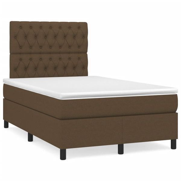 vidaXL Boxspring posteľ s matracom a LED tmavohnedá 120x190 cm látka
