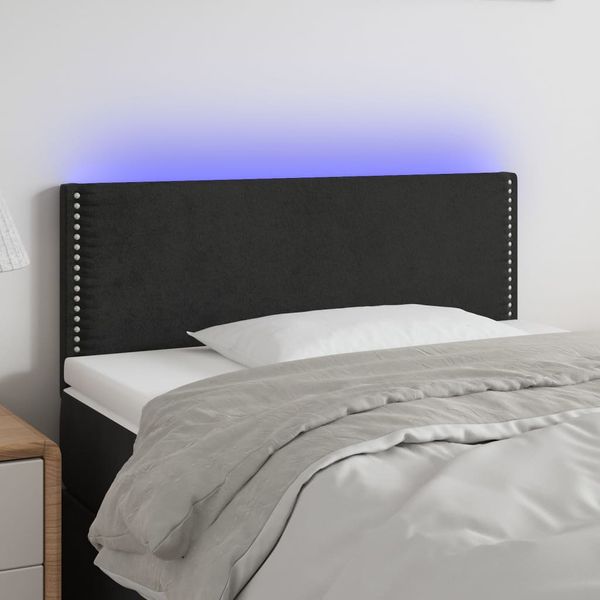 vidaXL Čelo postele s LED čierne 90x5x78/88 cm zamat