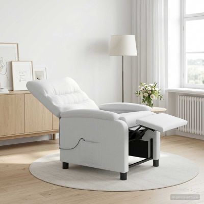 vidaXL Masážne relaxačné kreslo Biela Látka