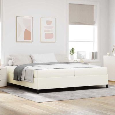 vidaXL Rám postele s matracmi Krémová 200 x 200 cm látka