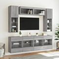 vidaXL 6-dielna súprava TV nástenných skriniek s LED sivá sonoma