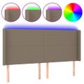 vidaXL Čelo postele s LED sivohnedé 183x16x118/128 cm látka