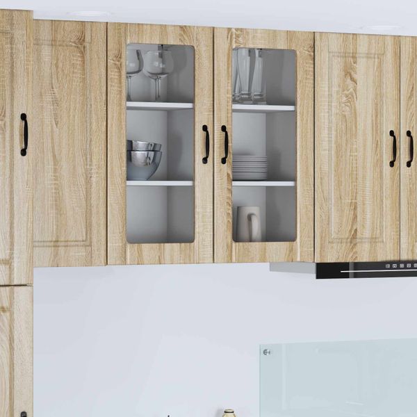 vidaXL Nástenný sklenený kabinet PORTO 2 pcs Sonoma dub