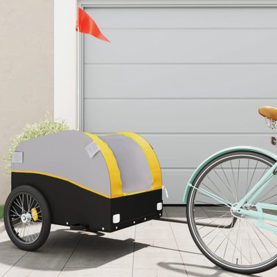 vidaXL Vozík za bicykel, čierno žltý 45 kg, železo