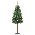 vidaXL Úzky vianočný stromček s 300 LED-i so stojanom Zelená 210 cm
