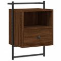 vidaXL Nočné skrinky nástenné 2 ks hnedý dub 40x30x61 cm kompoz. drevo