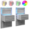 vidaXL Nástenné nočné skrinky s LED osvetlením 2 ks sivé sonoma