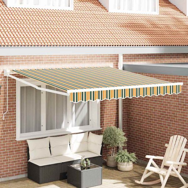 vidaXL Sklopná markíza Zelená 350 x 250 cm 100% polyester a hliník