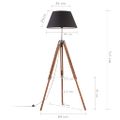 vidaXL Lampa na statíve medovo-hnedá a čierna 141 cm teakový masív
