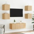 vidaXL TV nástenná skrinka s LED svetlami dub sonoma 30,5x35x30 cm