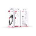 XO kábel NB230 3w1 USB - Lightning + USB-C + microUSB 1,0m 2,4A biela
