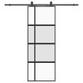 vidaXL Posuvné dvere s kovaním čierne 76x205 cm tvrdené sklo