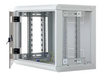 19" jednodielny nástenný rozvádzač s odnímateľnými bočnicami 6U/400mm celosklenené dvere, čierny RAL9005