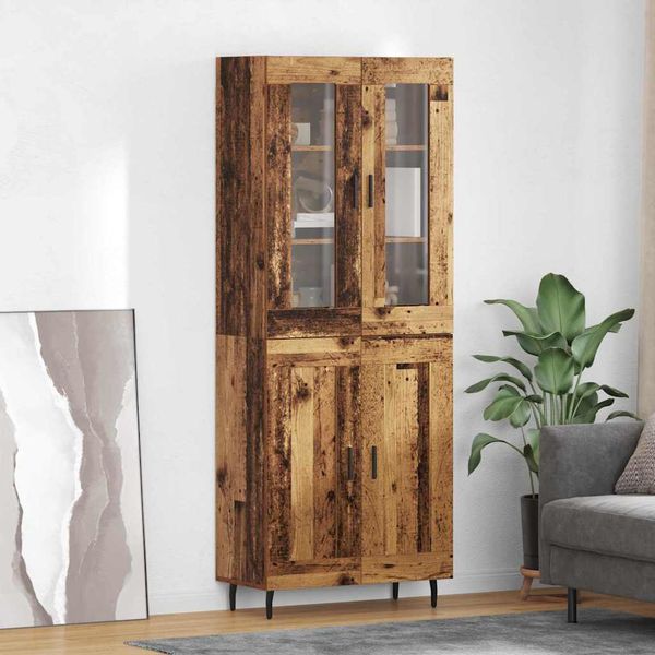 vidaXL Highboard 2 pcs Staré drevo Drevovláknitá doska a sklo