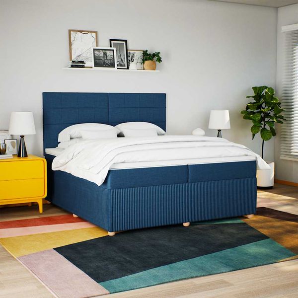 vidaXL Boxspring posteľ s matracom modrá 200x200 cm látka