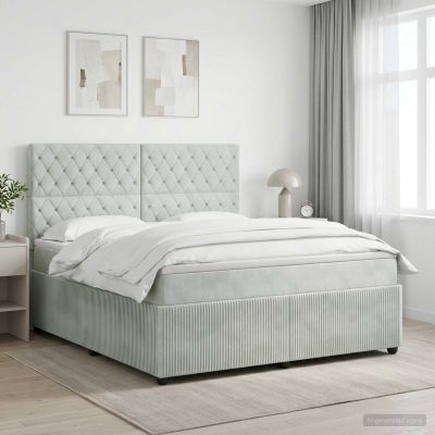 vidaXL Posteľ boxspring s matracom Svetlosivá 140 x 190 cm Zamat