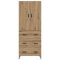 vidaXL Highboard Remeselný dub 69,5 x 34 x 180 cm Kompozitné drevo