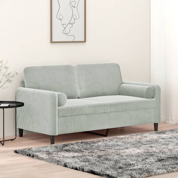 vidaXL 2-miestna pohovka s vankúšmi svetlosivá 140 cm zamat