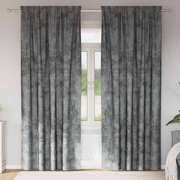 vidaXL Sametové závesy so záclonami 2 pcs Sivá 260 x 140 cm Zamat
