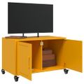 vidaXL TV skrinka horčicovožltá 68x39x43,5 cm oceľ