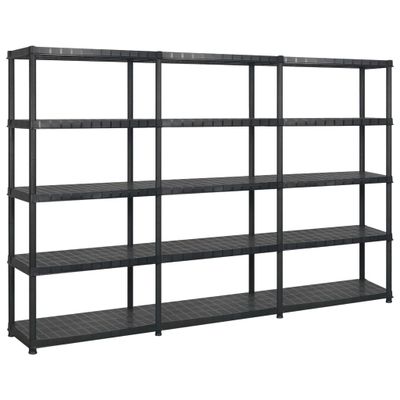 vidaXL Regál s 5 úložnými poličkami čierny 274,5x45,7x185 cm plastový