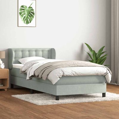 vidaXL Posteľný rám boxspring s matracom Svetlosivá 80x210 cm zamat