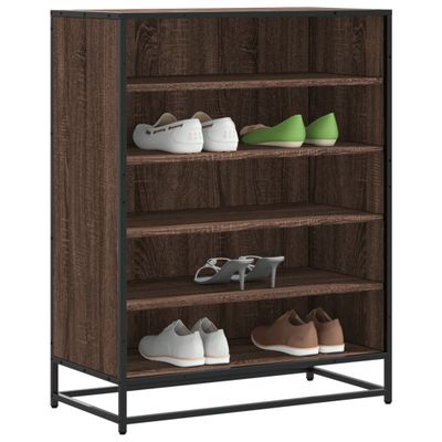 vidaXL Skrinka na topánky, hnedý dub 75x38x97,5cm kompozitné drevo+kov