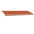 vidaXL Ručne zaťahovacia markíza s LED 500x300 cm oranžovo-hnedá