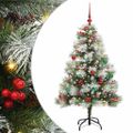 vidaXL Umelý vianočný stromček Zelená a biela 150 cm PVC, kov a plast