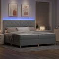 vidaXL LED box s pružinami Svetlosivá 200 x 200 cm látka